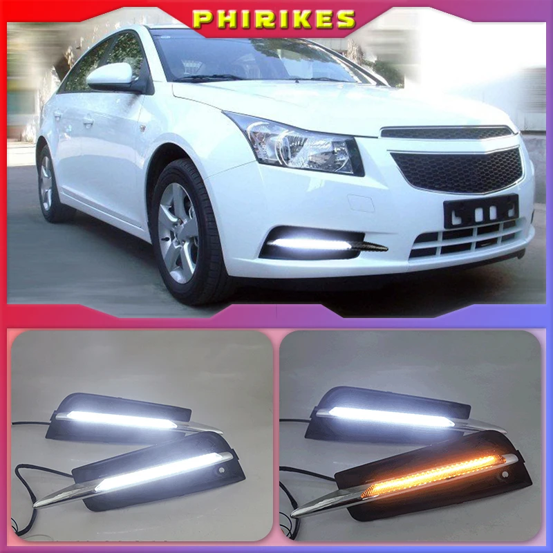 

Автомобильные дневные ходовые огни для chevrolet cruze 2009-2013 DRL Противотуманные фары реле дневсветильник свет Стайлинг желтый сигнал поворота