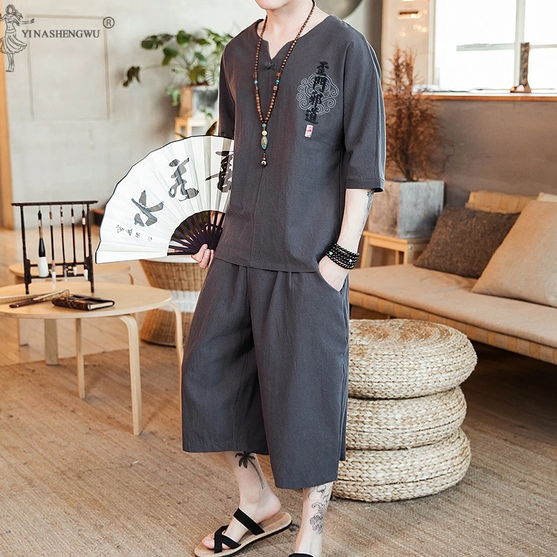 Japanese Kimono Traditional Tops Pants Sets Men Asian Clothing Bath T-shirt Shorts Male Japan Style Embroidered Yukata Trousers
Japanese Kimono Traditional Tops Pants Sets Men Asian Clothing Bath T-shirt Shorts Male Japan Style Embroidered Yukata Trousers