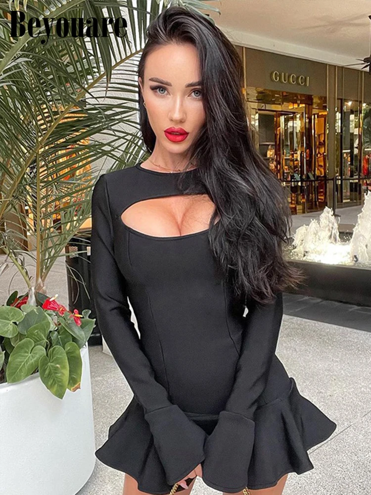 Beyouare Ruffles Hollow Out Party Dress Flare Sleeve Sexy Bodycon Zipper Elegant Clubwear Fall Chic Mini Dresses For Women 2022
Beyouare Ruffles Hollow Out Party Dress Flare Sleeve Sexy Bodycon Zipper Elegant Clubwear Fall Chic Mini Dresses For Women 2022
