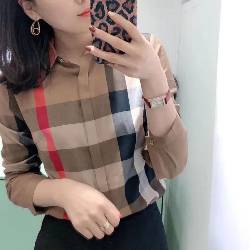 Plaid Shirt Women's 2021 Spring and Autumn New Versatile Long Sleeve Lapel Top Showing Thin Temperament
Plaid Shirt Women's 2021 Spring and Autumn New Versatile Long Sleeve Lapel Top Showing Thin Temperament