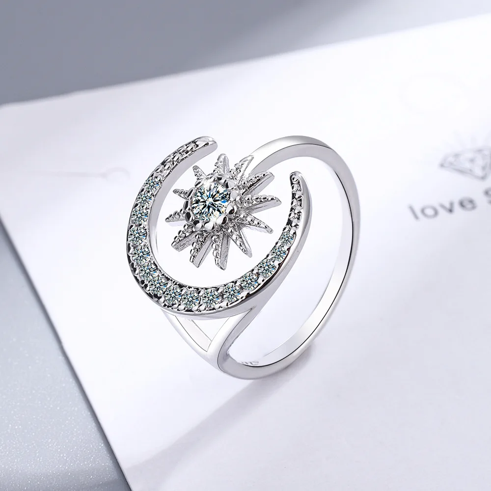 925 Sterling Silver Star Moon Finger Ring For Women Girls Wedding Christmas Gift Jewelry jz059
925 Sterling Silver Star Moon Finger Ring For Women Girls Wedding Christmas Gift Jewelry jz059