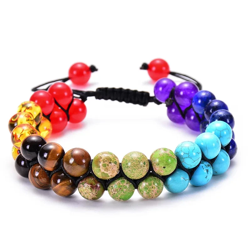 Colorful 7 Chakra Beaded Double Row Yoga Bracelets Bts Natural Stone Woven Couple Bracelet For Women And Man Charm Jewelry
Colorful 7 Chakra Beaded Double Row Yoga Bracelets Bts Natural Stone Woven Couple Bracelet For Women And Man Charm Jewelry