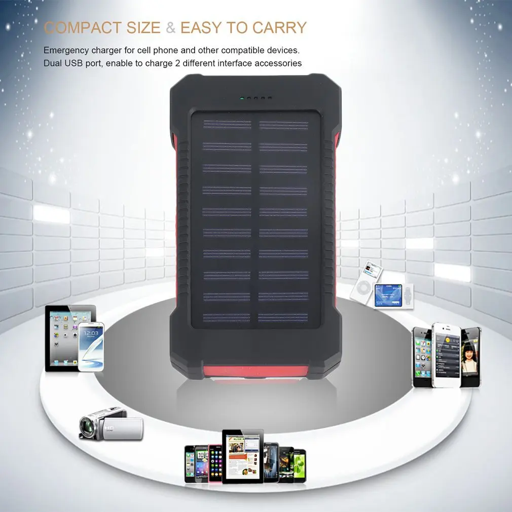 30000mAh Solar Battery Portable Charger Dual USB External Long Lasting High Capacity for Mobile Phone PowerBank | Электроника