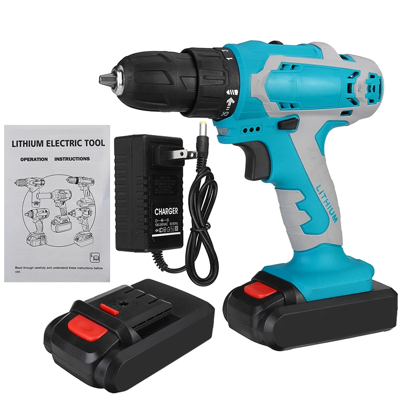 48V 25+3 Torque Electric Screwdriver Cordless Impact Drill Mini Wireless Power Driver With 2pcs Li-Ion Battery 3/8-Inch 2-Speed
48V 25+3 Torque Electric Screwdriver Cordless Impact Drill Mini Wireless Power Driver With 2pcs Li-Ion Battery 3/8-Inch 2-Speed
