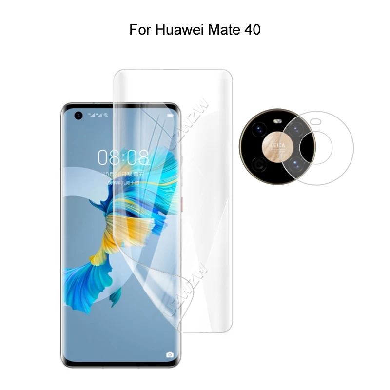 Для Huawei Mate 40 защита для камеры и экрана HD Гидрогелевая пленка мягкое 3D полное