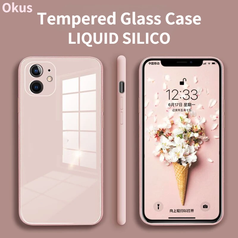 Square Tempered Glass Phone Case for iPhone 12 Mini 13 Pro 11 Pro Max SE 2 X XR XS Max 8 7 Plus Anti-knock Liquid Silicone Cover
Square Tempered Glass Phone Case for iPhone 12 Mini 13 Pro 11 Pro Max SE 2 X XR XS Max 8 7 Plus Anti-knock Liquid Silicone Cover
