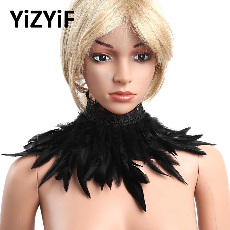 Victorian Gothic Natural Feather Collar Choker Lace Embroidery Shrug Shawl Shoulder Wrap Cape with Ribbon Ties for Costume Decor
Victorian Gothic Natural Feather Collar Choker Lace Embroidery Shrug Shawl Shoulder Wrap Cape with Ribbon Ties for Costume Decor
