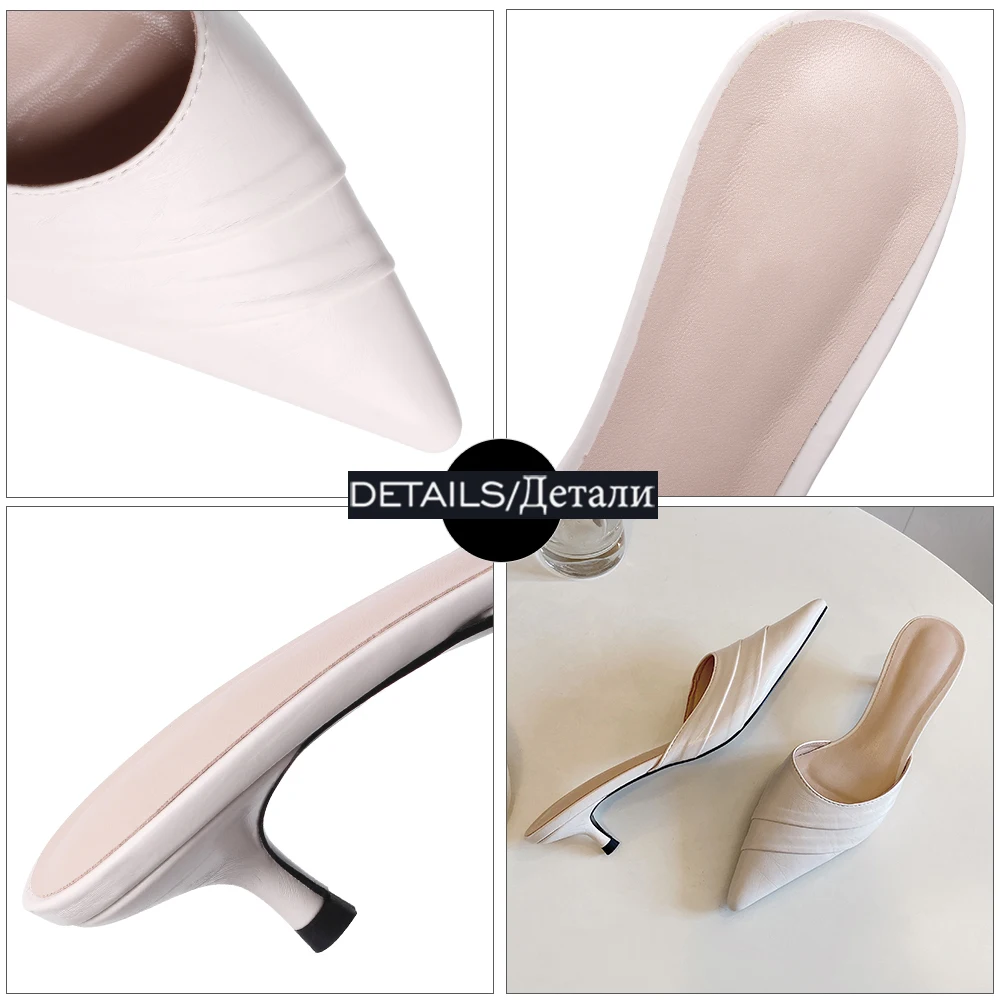 ISNOM Fashion Women Slippers Genuine Leather Pointed Toe Mules Woman Shoes Thin Heels Slides Dress Shoes Ladies Slipper Outside
ISNOM Fashion Women Slippers Genuine Leather Pointed Toe Mules Woman Shoes Thin Heels Slides Dress Shoes Ladies Slipper Outside