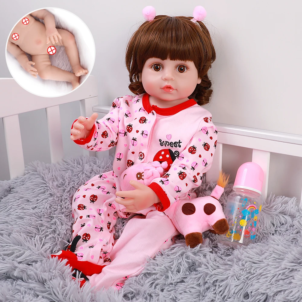 

Reborn Baby Doll With Giraffe Toy Realistic Adorable Newborn Babies Doll 22" 56CM Lifelike Dolls Water Proof Bath Toy For Kid