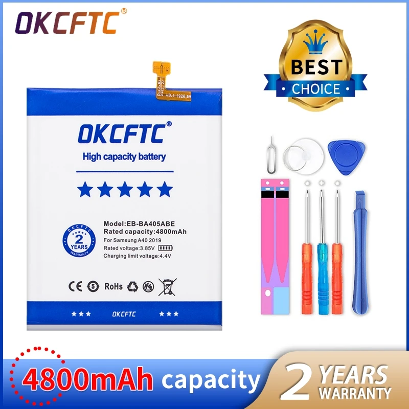100% Original OKCFTC 4800mAh EB-BA405ABE Battery For SAMSUNG Galaxy A40 2019 SM-A405FM/DS SM-A405FN/DS GH82-19582A
100% Original OKCFTC 4800mAh EB-BA405ABE Battery For SAMSUNG Galaxy A40 2019 SM-A405FM/DS SM-A405FN/DS GH82-19582A