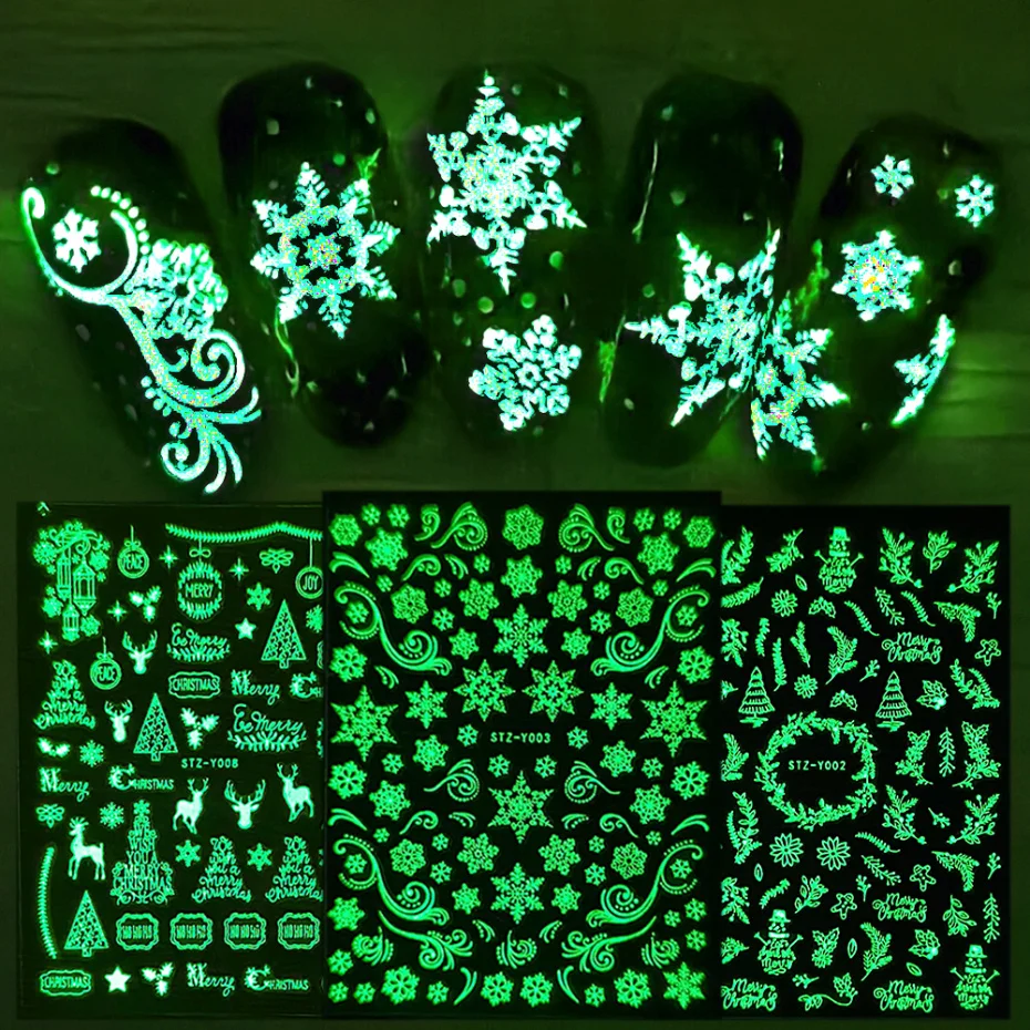 1 pcs 5D Luminous Nail Stickers Winter New Year Slider Wraps Decoration Glowing in The Dark Nail Art Decals LASTZY001-009
1 pcs 5D Luminous Nail Stickers Winter New Year Slider Wraps Decoration Glowing in The Dark Nail Art Decals LASTZY001-009
