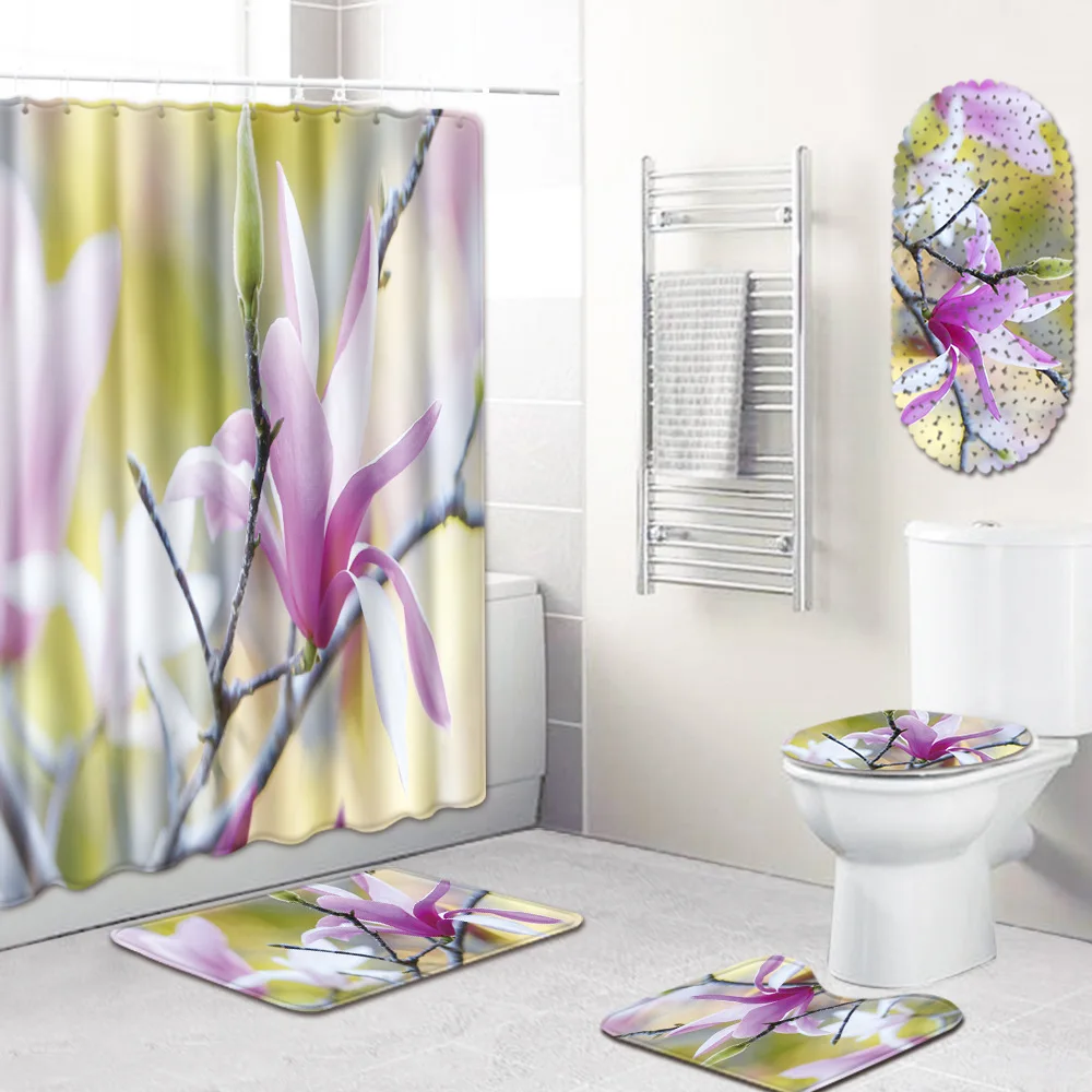 Flower Shower Curtain Bathroom Mat Five-Piece Set Toilet Carpet Shower Room Mat Mat
Flower Shower Curtain Bathroom Mat Five-Piece Set Toilet Carpet Shower Room Mat Mat