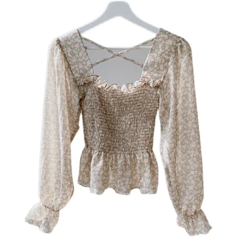2021 Summer Shirt New Long Sleeve Chiffon Shirt Women Floral Square Collar Ruffled Women's Top and Blouse Sweet Slim Shirt 14470
2021 Summer Shirt New Long Sleeve Chiffon Shirt Women Floral Square Collar Ruffled Women's Top and Blouse Sweet Slim Shirt 14470