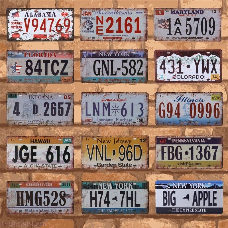 United States Car Metal License Plate Metal Tin Sign Art Poster Shabby Plaque Iron Poster Pub Wall Stickers
United States Car Metal License Plate Metal Tin Sign Art Poster Shabby Plaque Iron Poster Pub Wall Stickers