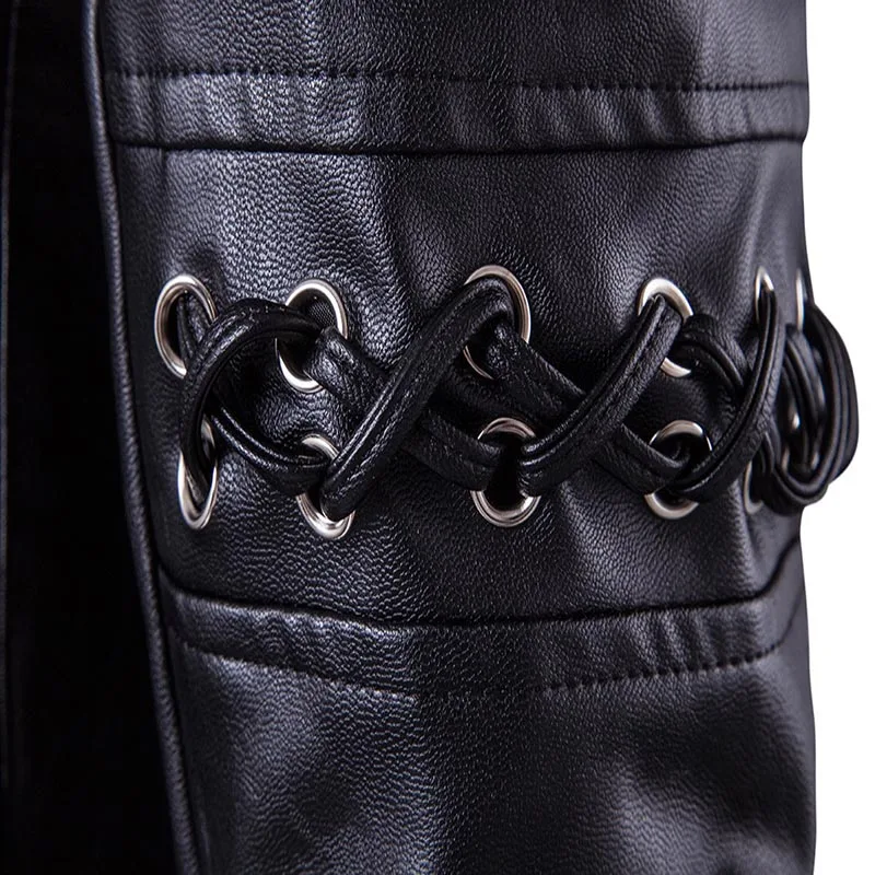 ABOORUN Men's Leather Jacket PU Leather Braided Rope Oblique Zipper Motorcycle Jacket Fashion Large Size 5XL Leather Coat Male
ABOORUN Men's Leather Jacket PU Leather Braided Rope Oblique Zipper Motorcycle Jacket Fashion Large Size 5XL Leather Coat Male
