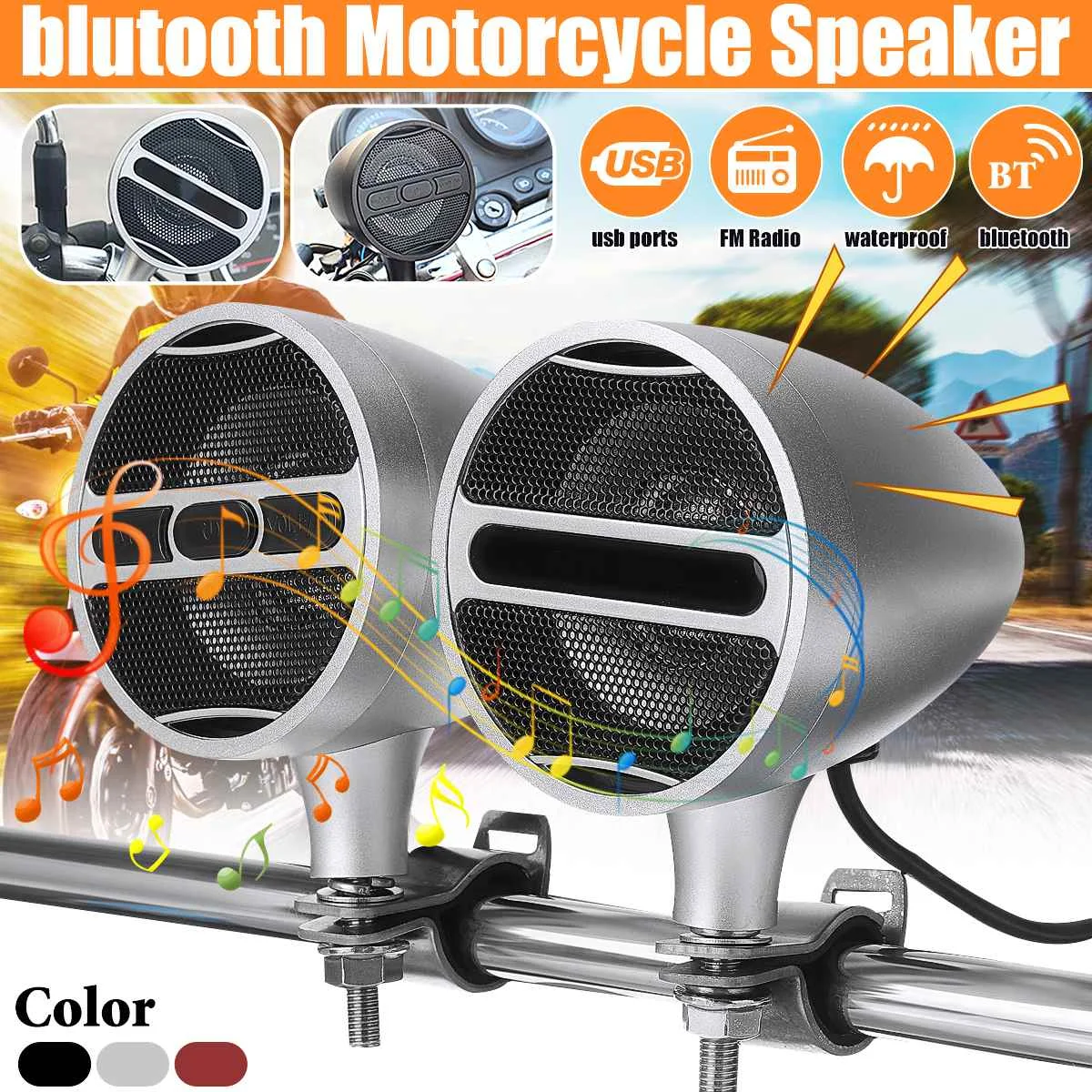 2x Waterproof Speakers MP3 Player Amplifier USB Bluetooth Music Player FM Radio Frosted Plating Stereo Motorcycle Bike Speaker
2x Waterproof Speakers MP3 Player Amplifier USB Bluetooth Music Player FM Radio Frosted Plating Stereo Motorcycle Bike Speaker