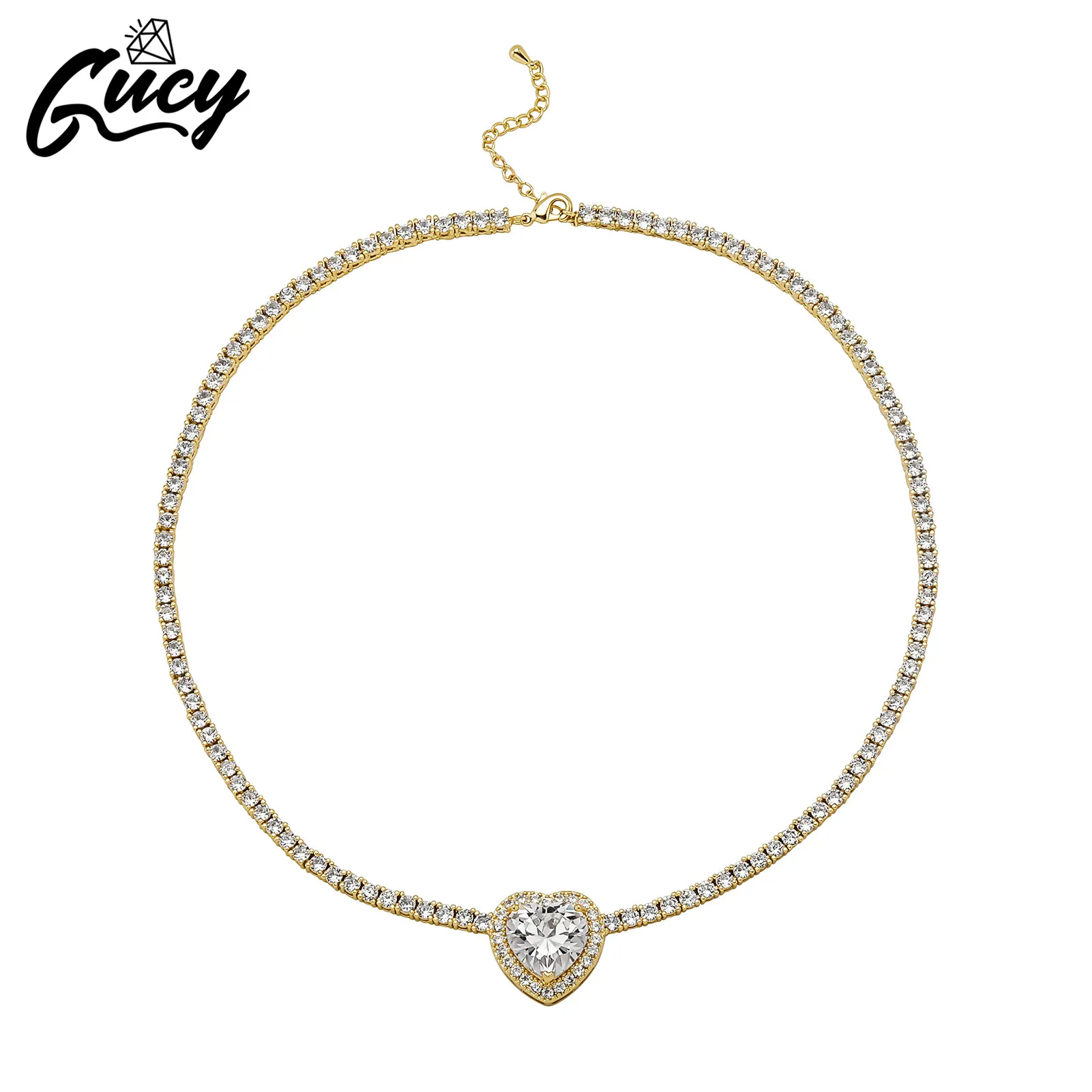

GUCY Iced Out Bling Hip Hop Women Jewelry With Heart Tennis Chain Cubic Zirconal Jewelry Gift