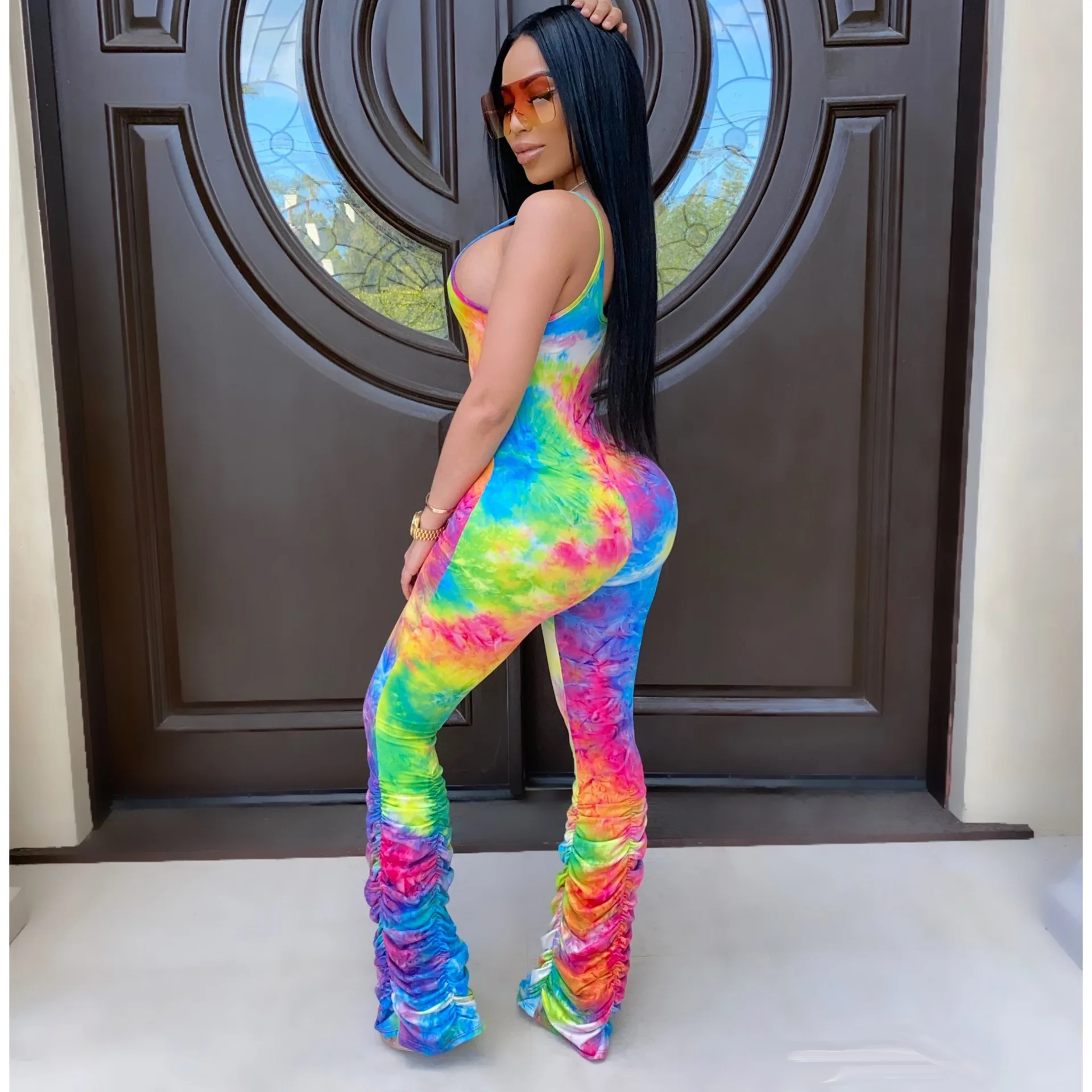Newon Summer Sexy Women Coloful Tie Dye Print Regular Long Jumpsuit Casual Femme O Neck Sleeveless Rompers Femme Overalls
Newon Summer Sexy Women Coloful Tie Dye Print Regular Long Jumpsuit Casual Femme O Neck Sleeveless Rompers Femme Overalls