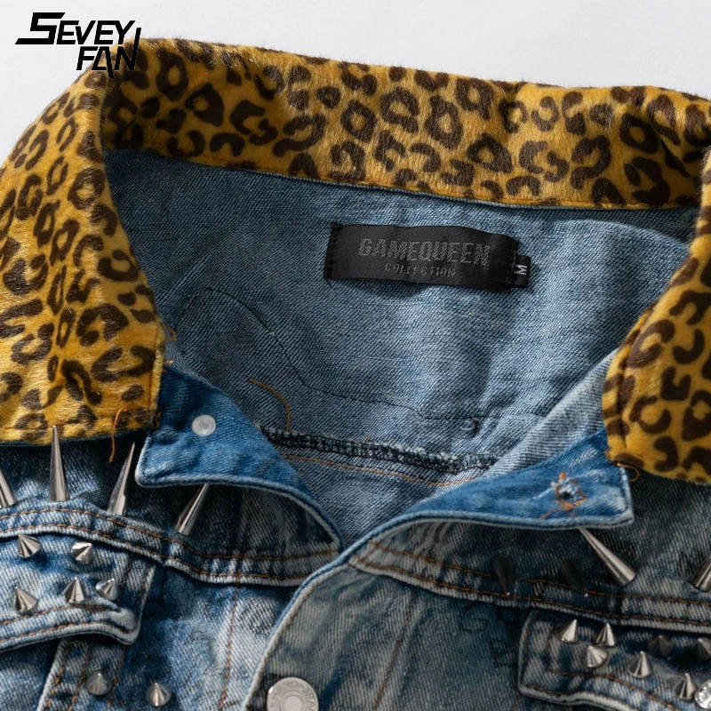 Rivet Punk Blue Denim Jacket Women Men Leopard Collar Letter Printed Hipster Streetwear Jeans Jacket Nightclub Fashion Clothes
Rivet Punk Blue Denim Jacket Women Men Leopard Collar Letter Printed Hipster Streetwear Jeans Jacket Nightclub Fashion Clothes
