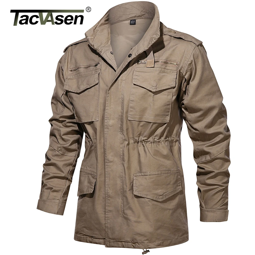 Мужская армейская Полевая куртка TACVASEN хлопковая парка с капюшоном в стиле
