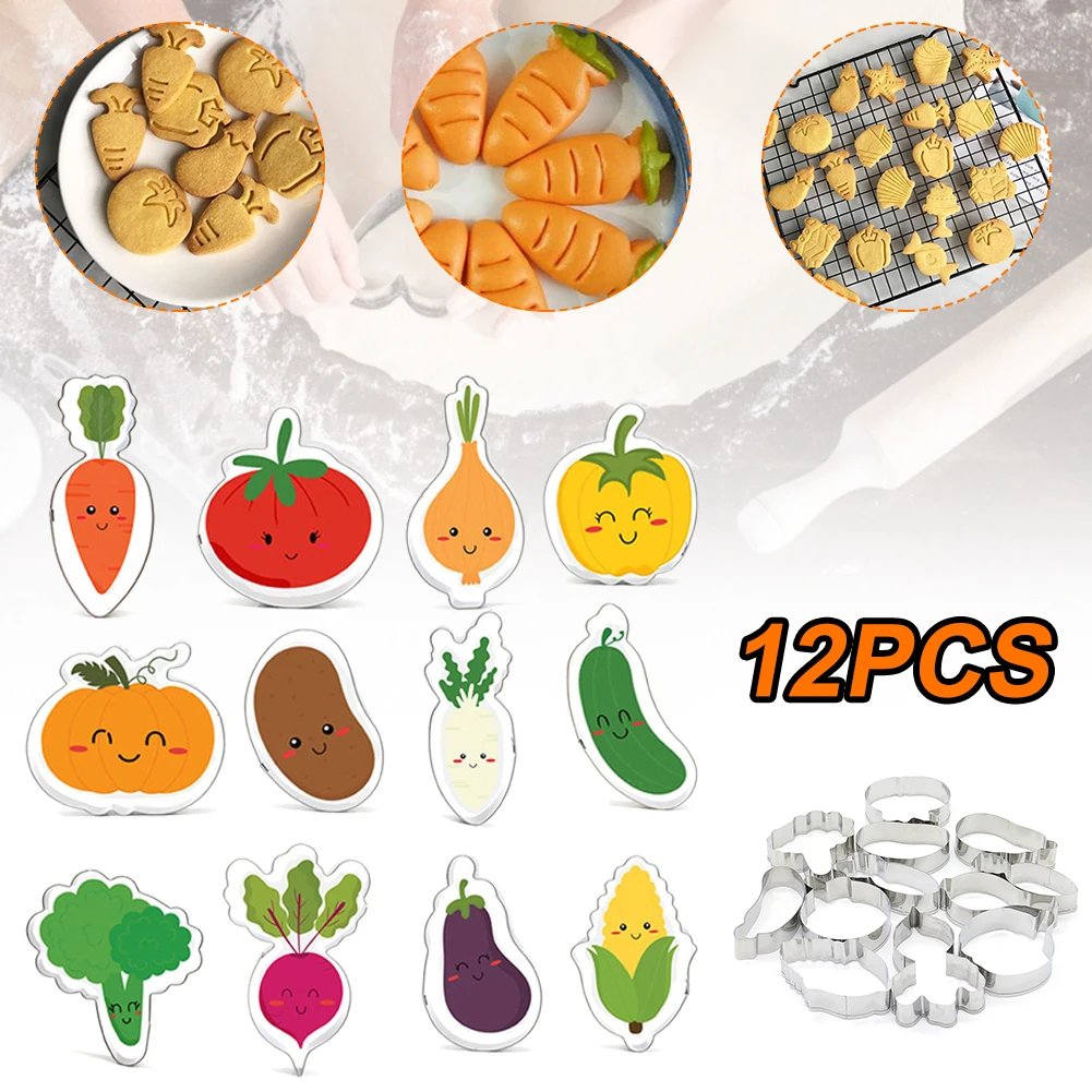 12pcs/set Stainless Steel Cookie Cutter Biscuit Mold Cookie Cutter Vegetable Shapes Mousse Candy Baking Mold Kitchen Accessories
12pcs/set Stainless Steel Cookie Cutter Biscuit Mold Cookie Cutter Vegetable Shapes Mousse Candy Baking Mold Kitchen Accessories