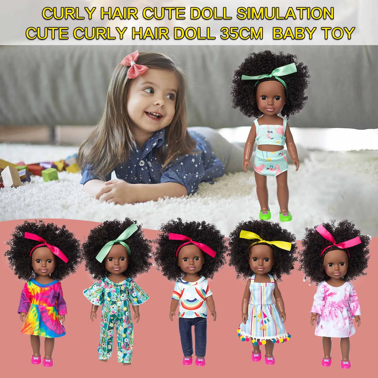 35cm Child Doll Accessory Toy Kids Boys Girls Black African Black Baby Cute Curly Black Vinyl Baby Toy For Christmas Gift#e1
35cm Child Doll Accessory Toy Kids Boys Girls Black African Black Baby Cute Curly Black Vinyl Baby Toy For Christmas Gift#e1