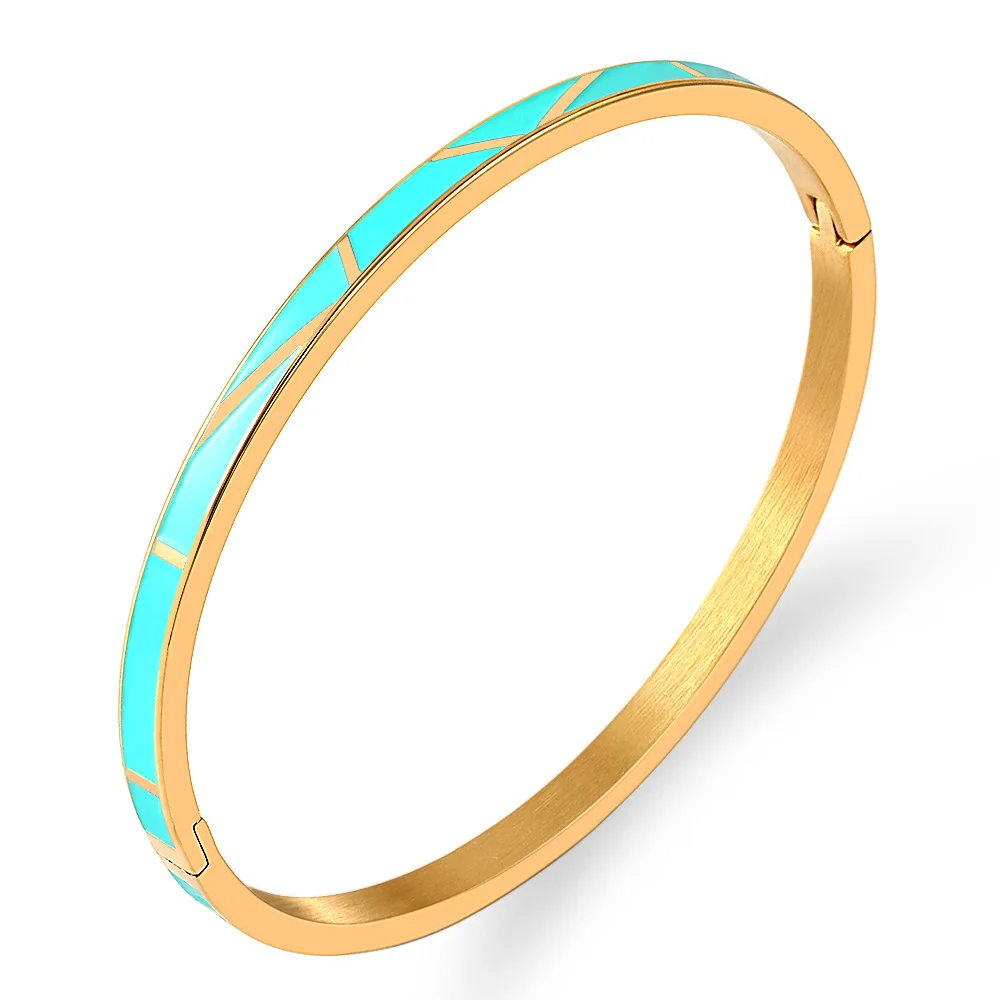 New Titanium Steel Blue Enamel Bracelet Original Wave Pattern Clip Epoxy Stainless Steel Bracelet Anniversary Female Bijoux
New Titanium Steel Blue Enamel Bracelet Original Wave Pattern Clip Epoxy Stainless Steel Bracelet Anniversary Female Bijoux