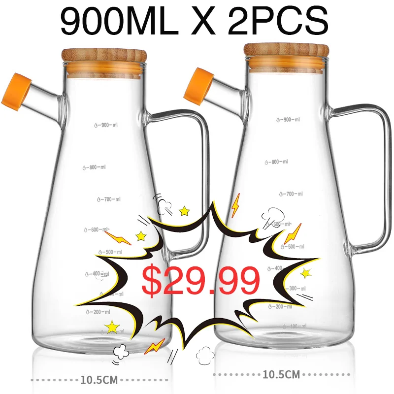 Transparent Glass Oil Bottle with Handle Scale Heat-resistant Lecythus Kitchen Tools Soy Vinegar Sauce Container
Transparent Glass Oil Bottle with Handle Scale Heat-resistant Lecythus Kitchen Tools Soy Vinegar Sauce Container