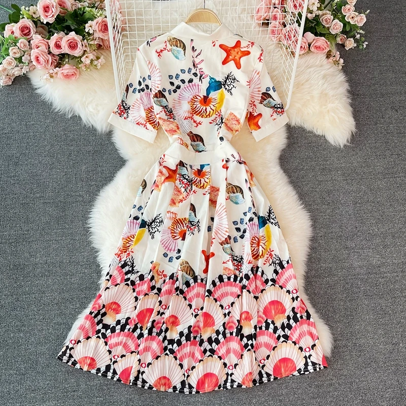Elegant Runway Designer Lady Short Sleeve Shirt Collar Print Midi Casual Dress Fashion Summer Clothes for Women 2021
Elegant Runway Designer Lady Short Sleeve Shirt Collar Print Midi Casual Dress Fashion Summer Clothes for Women 2021