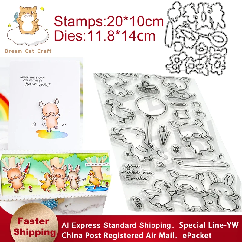 Piggy Rabbit Animal Balloon 2021 New Metal Cutting Dies and Clear Stamp for DIY Painting Book Greeting Card Scrapbooking Die Cut
Piggy Rabbit Animal Balloon 2021 New Metal Cutting Dies and Clear Stamp for DIY Painting Book Greeting Card Scrapbooking Die Cut