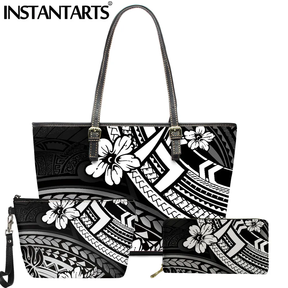 INSTANTARTS Gradient Polynesian Frangipani Print Women Big Tote Bag PU Leather Handbag with Makeup Case Purse 3pcs Set Bags 
INSTANTARTS Gradient Polynesian Frangipani Print Women Big Tote Bag PU Leather Handbag with Makeup Case Purse 3pcs Set Bags