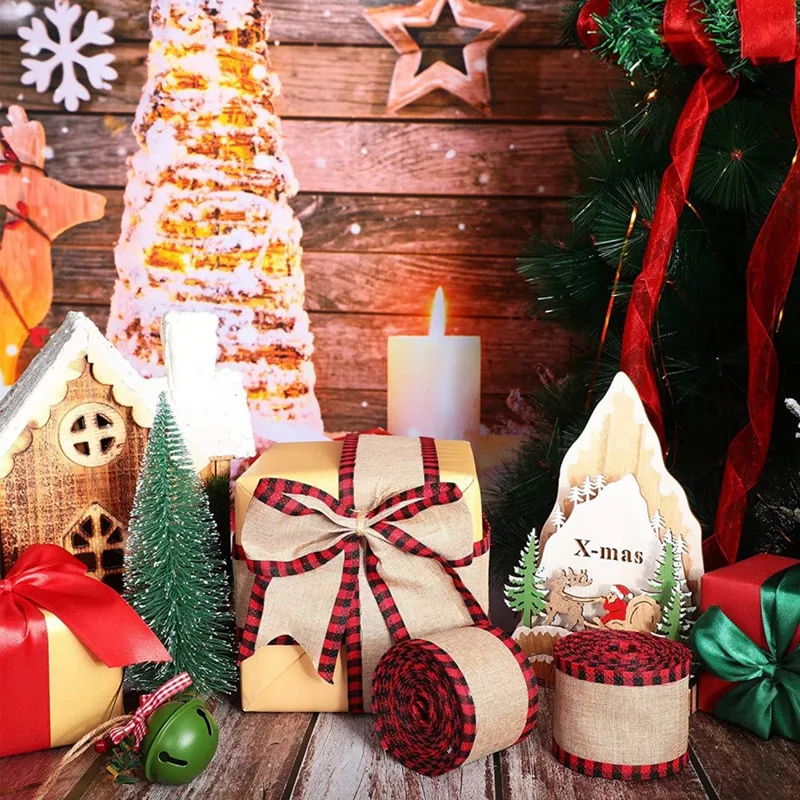 DIY Wrapping Craft Decoration Christmas Plaid Ribbon Wired Edge Ribbon Color Block Fabric
DIY Wrapping Craft Decoration Christmas Plaid Ribbon Wired Edge Ribbon Color Block Fabric