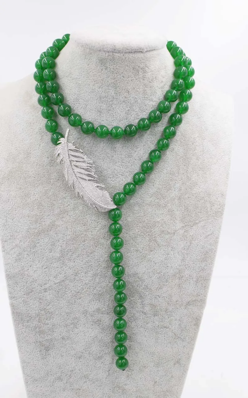 fine jewelry green jade round 10mm beads and zircon leaf hook necklaces 45" wholesale beads
fine jewelry green jade round 10mm beads and zircon leaf hook necklaces 45" wholesale beads