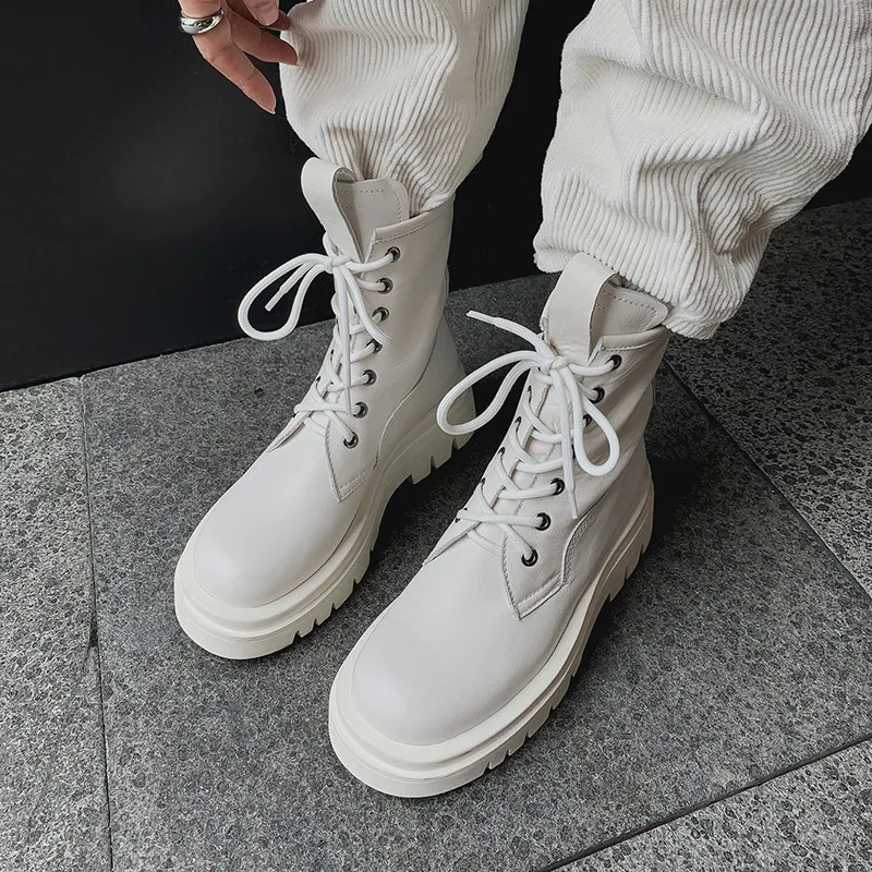 Fashion Cross Tied Platform Women Winter Boots Genuine Leather Chunky Heels Shoes For Women Party Casual Shoes Woman 
Fashion Cross Tied Platform Women Winter Boots Genuine Leather Chunky Heels Shoes For Women Party Casual Shoes Woman