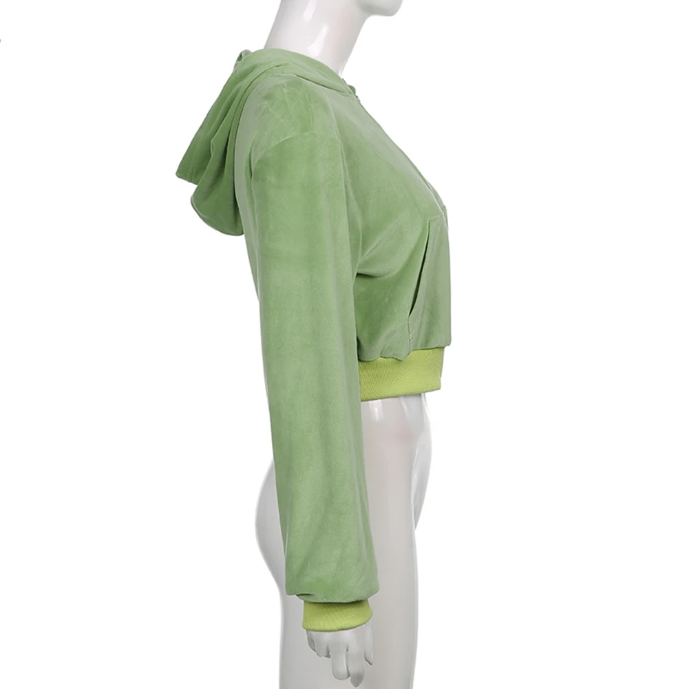 Women Velvet Zip Up Hoodie Print Crop Sweatshirt Y2K Vintage Pullover Jacket Streetwear Green
Women Velvet Zip Up Hoodie Print Crop Sweatshirt Y2K Vintage Pullover Jacket Streetwear Green