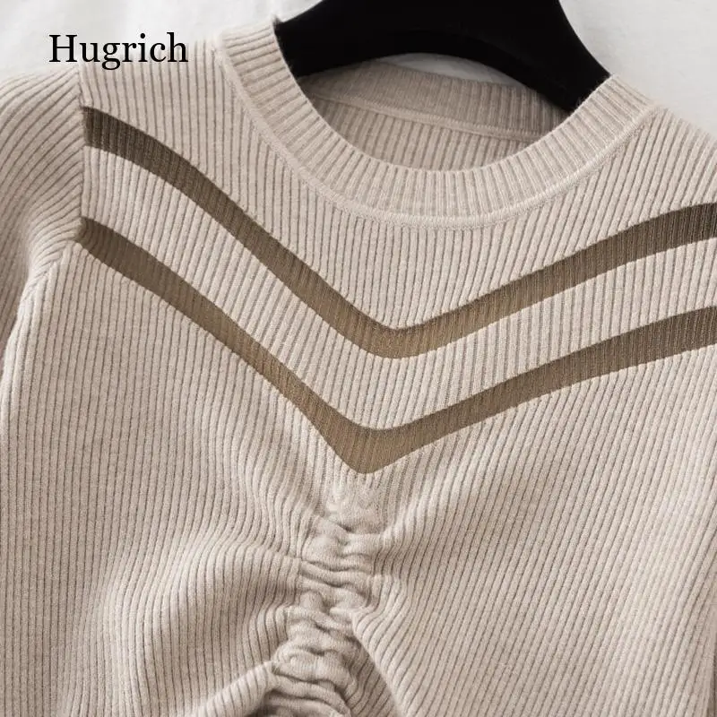 Woman Sweaters 2021 Drawstring Tie Ruched Winter Top Pullover Women Crew Neck Mesh Patchwork Ribbed Knitted Sweater
Woman Sweaters 2021 Drawstring Tie Ruched Winter Top Pullover Women Crew Neck Mesh Patchwork Ribbed Knitted Sweater