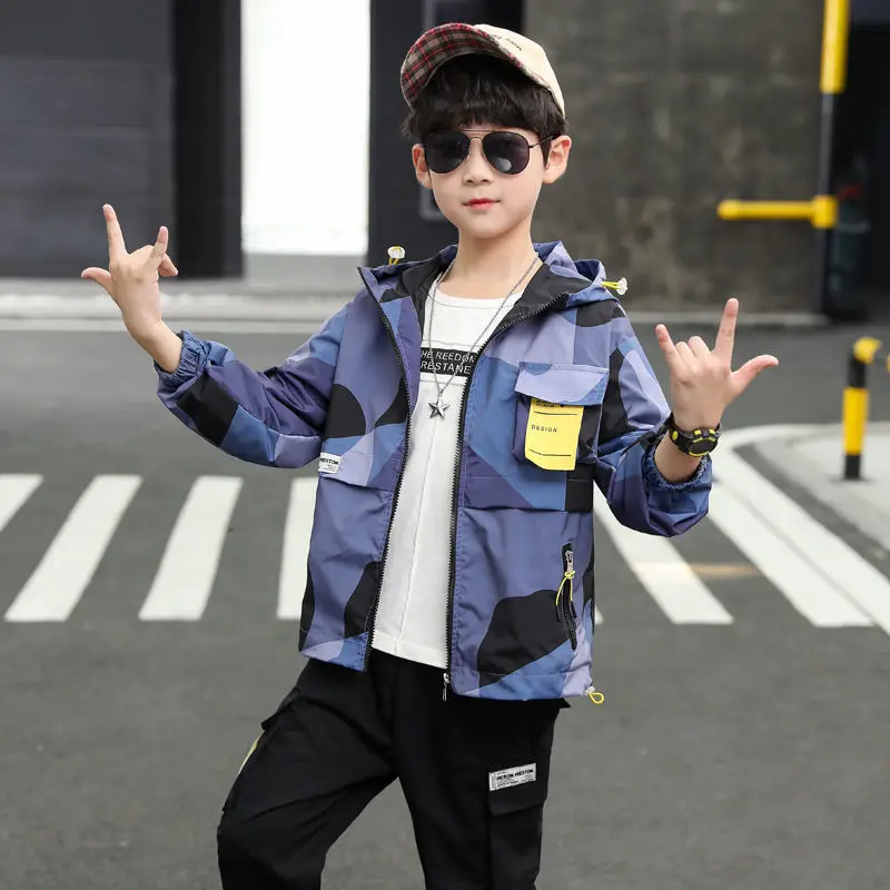 Polyester Boy Clothing Sets Spring and Autumn Camouflage Handsome Slim Hooded Collar 2-Piece Fashion Casual Children's Clothing
Polyester Boy Clothing Sets Spring and Autumn Camouflage Handsome Slim Hooded Collar 2-Piece Fashion Casual Children's Clothing