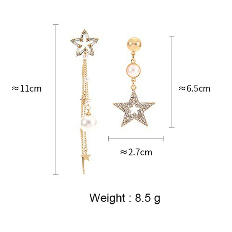 USTAR Shiny Rhinestone Star Drop Earrings for Women Asymmetric Pearl Dangle Earrings Long Tassel Wedding Party Jewelry Gifts
USTAR Shiny Rhinestone Star Drop Earrings for Women Asymmetric Pearl Dangle Earrings Long Tassel Wedding Party Jewelry Gifts