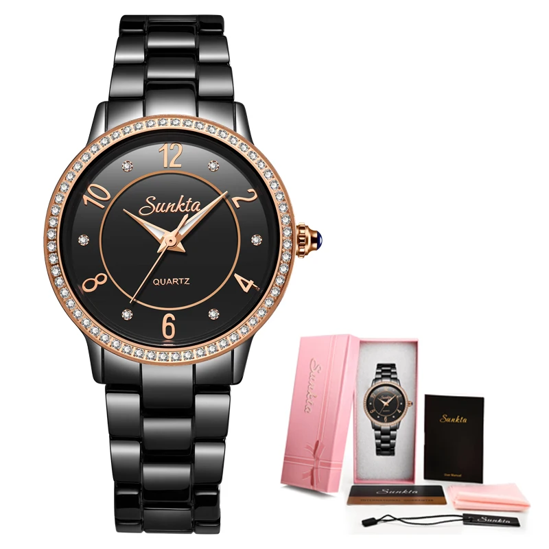 SUNKTA Top Brand Luxury Ladies Rhinestone Ultra thin Watch Rose Gold Black Ceramic Waterproof Watches Woman Classic Ladies Watch
SUNKTA Top Brand Luxury Ladies Rhinestone Ultra thin Watch Rose Gold Black Ceramic Waterproof Watches Woman Classic Ladies Watch
