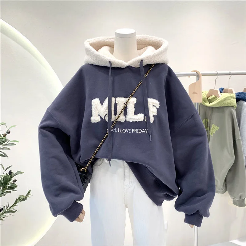 Letter Printing Embroidery Hoodies Female Winter Hooded Sweatshirts Large Size Fashionable Women's Clothing Preppy Style
Letter Printing Embroidery Hoodies Female Winter Hooded Sweatshirts Large Size Fashionable Women's Clothing Preppy Style