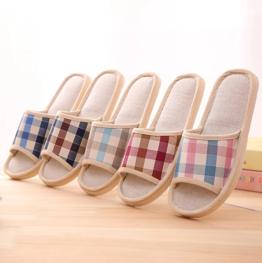 Women Casual Gingham Indoor Home Slippers Couples Soft Slippers Spring Autumn Flip Flops Female Linen Slides Slipper For Bedroom
Women Casual Gingham Indoor Home Slippers Couples Soft Slippers Spring Autumn Flip Flops Female Linen Slides Slipper For Bedroom