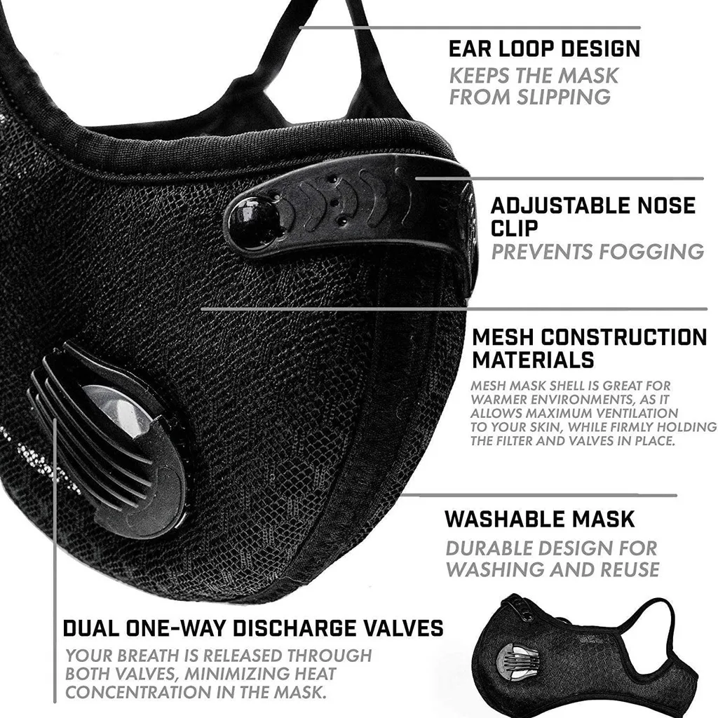 Unisex Cycling Protect Dustproof Face Cover Washable Reusable Mask Activated Carbon Filters Breathable Bike Warm Mask Mascarilla
Unisex Cycling Protect Dustproof Face Cover Washable Reusable Mask Activated Carbon Filters Breathable Bike Warm Mask Mascarilla