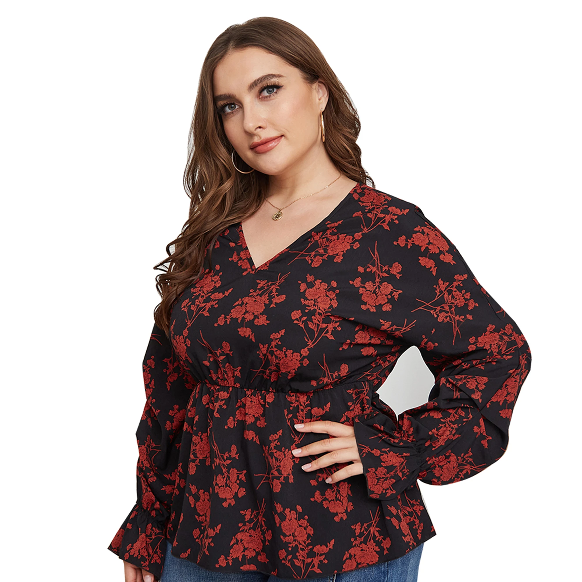 Plus Size Women's Clothing Slim Waist Long Sleeve Ladies Casual T Shirt V Neck Fashion Floral Print Top XL-4XL Big Size Pullover
Plus Size Women's Clothing Slim Waist Long Sleeve Ladies Casual T Shirt V Neck Fashion Floral Print Top XL-4XL Big Size Pullover