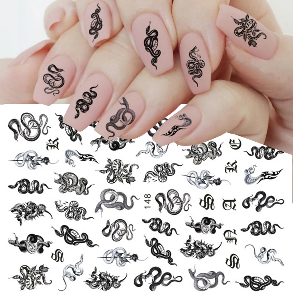 Nails Art Decoration Self Adhesive Slider Nail Decals Nail Stickers Gothic Style 3D Black Dragon Snake
Nails Art Decoration Self Adhesive Slider Nail Decals Nail Stickers Gothic Style 3D Black Dragon Snake