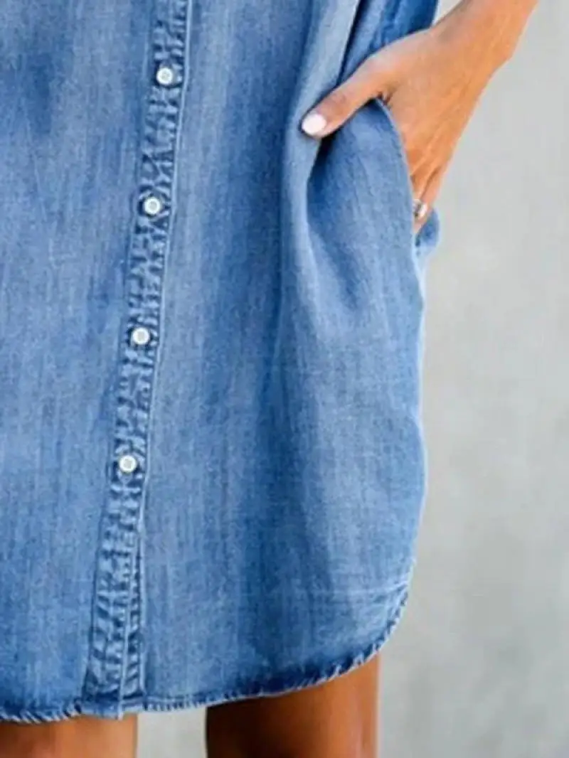 Women Turn Down Collar Short Sleeve Denim Dress with Pockets Plus Size Dresses Loose Casual Shirt Dress for Women Soft Vestidos
Women Turn Down Collar Short Sleeve Denim Dress with Pockets Plus Size Dresses Loose Casual Shirt Dress for Women Soft Vestidos