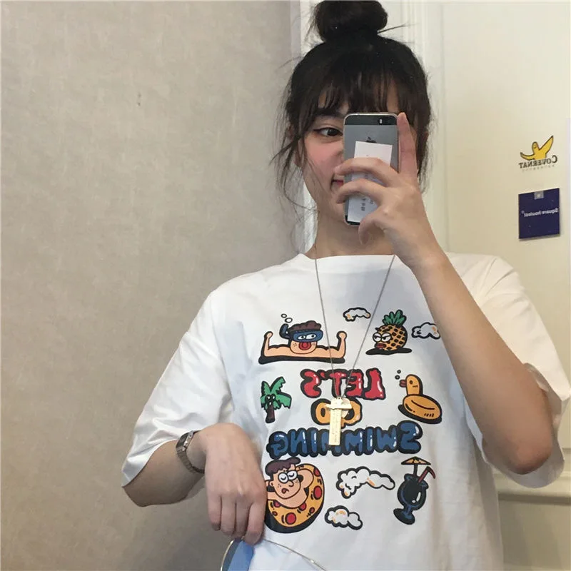 2020 Women Cartoon Print Funny Tshirts White Cotton Plus Size Graphic Tees Short Sleeve Ins Fashion Oversized Hipster Shirts
2020 Women Cartoon Print Funny Tshirts White Cotton Plus Size Graphic Tees Short Sleeve Ins Fashion Oversized Hipster Shirts