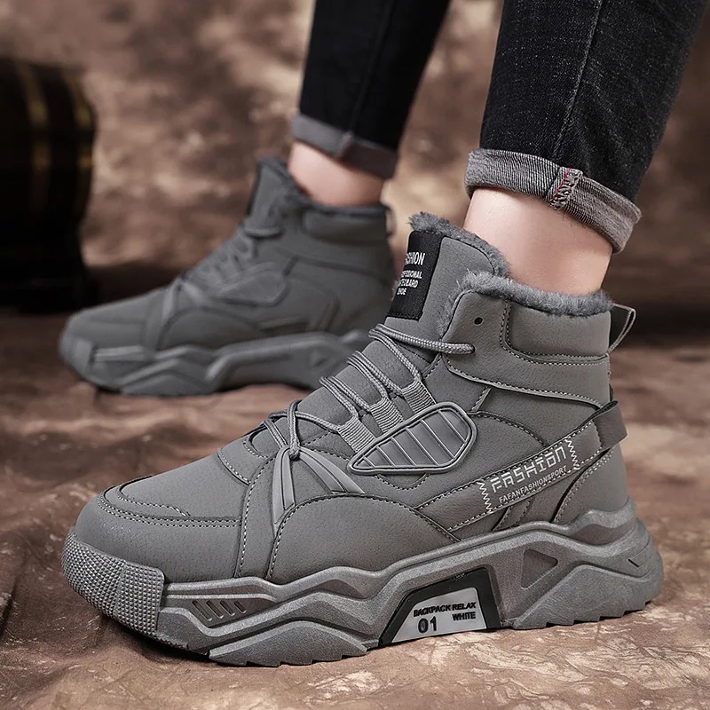 Sports Shoes Men Boots PU Plus Velvet Waterproof and Nonslip Round Shape Increase Lace Flat Casual Shoes Platform Sneakers
Sports Shoes Men Boots PU Plus Velvet Waterproof and Nonslip Round Shape Increase Lace Flat Casual Shoes Platform Sneakers