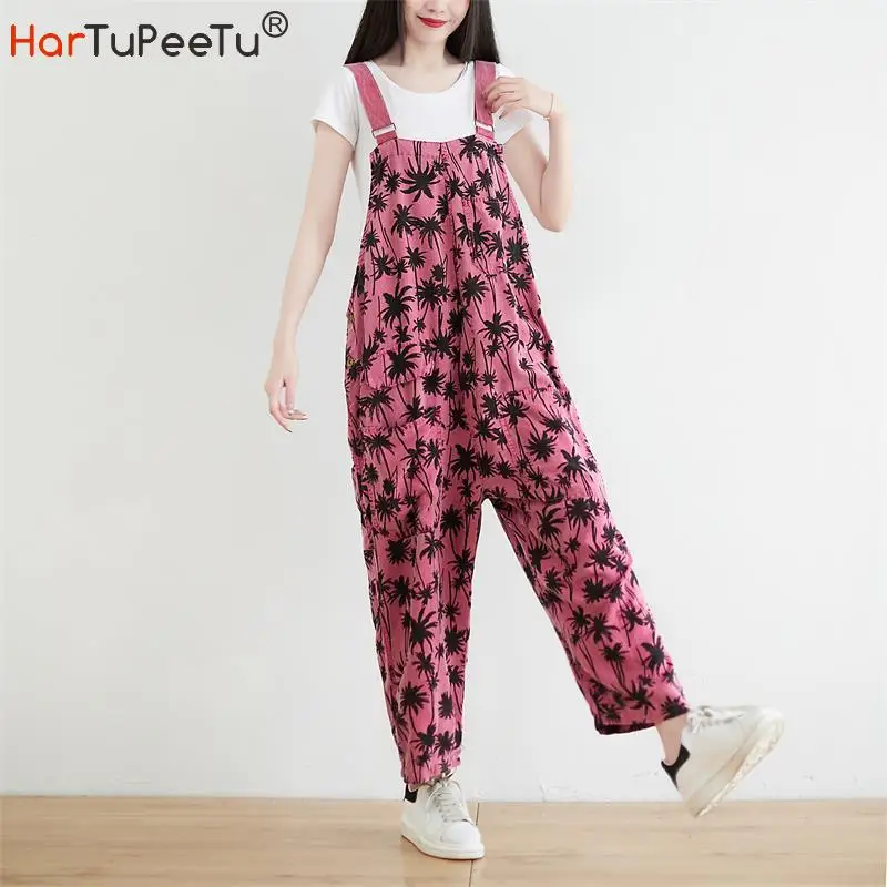 Summer Autumn Women Jumpsuit Coconut Tree Print Comfortable Linen Loose Overalls Pockets Casual Mom Baggy Bib Pants with Straps
Summer Autumn Women Jumpsuit Coconut Tree Print Comfortable Linen Loose Overalls Pockets Casual Mom Baggy Bib Pants with Straps
