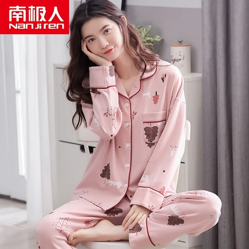 Pajamas For Women 2 Pieces Sets 2021 New Nanjiren Long-Sleeved Pajamas for Women Spring and Autumn Pure Cotton Korean Set Summe
Pajamas For Women 2 Pieces Sets 2021 New Nanjiren Long-Sleeved Pajamas for Women Spring and Autumn Pure Cotton Korean Set Summe