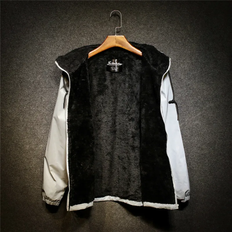 Men's Winter Fleece Warm Full Reflective Jackets Night Shiny Hoodies Women Hip Hop Waterproof Windbreaker Hooded Streetwear Coat
Men's Winter Fleece Warm Full Reflective Jackets Night Shiny Hoodies Women Hip Hop Waterproof Windbreaker Hooded Streetwear Coat